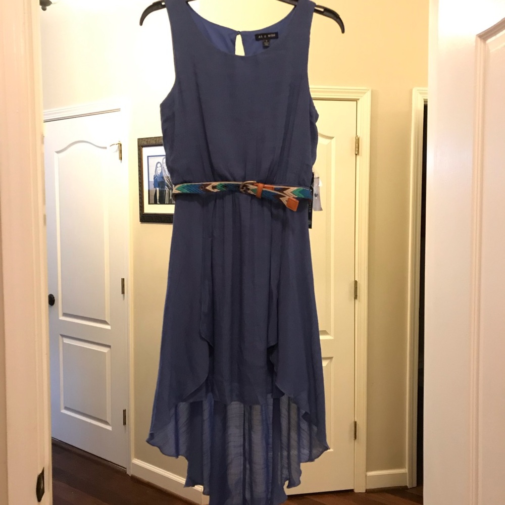 NWT As U Wish blue periwinkle hi low dress